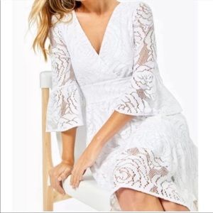Lilly Pulitzer Cecelia Dress Resort White Lace Bungalow Blossom Dress Womens 14